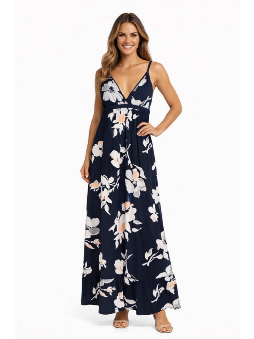 NWT Abercrombie & Fitch Navy Blue White Floral Maxi Dress